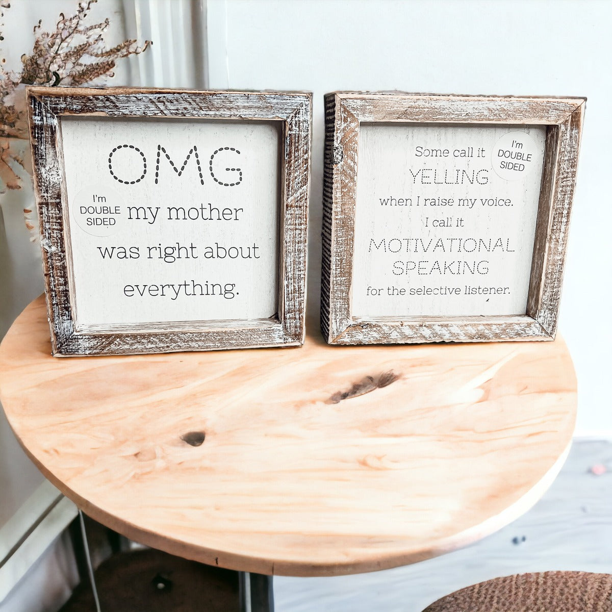 Funny Double Sided 6 Inch Wooden Mom Sign Desk Plaque Home Decor Gift For Mother
