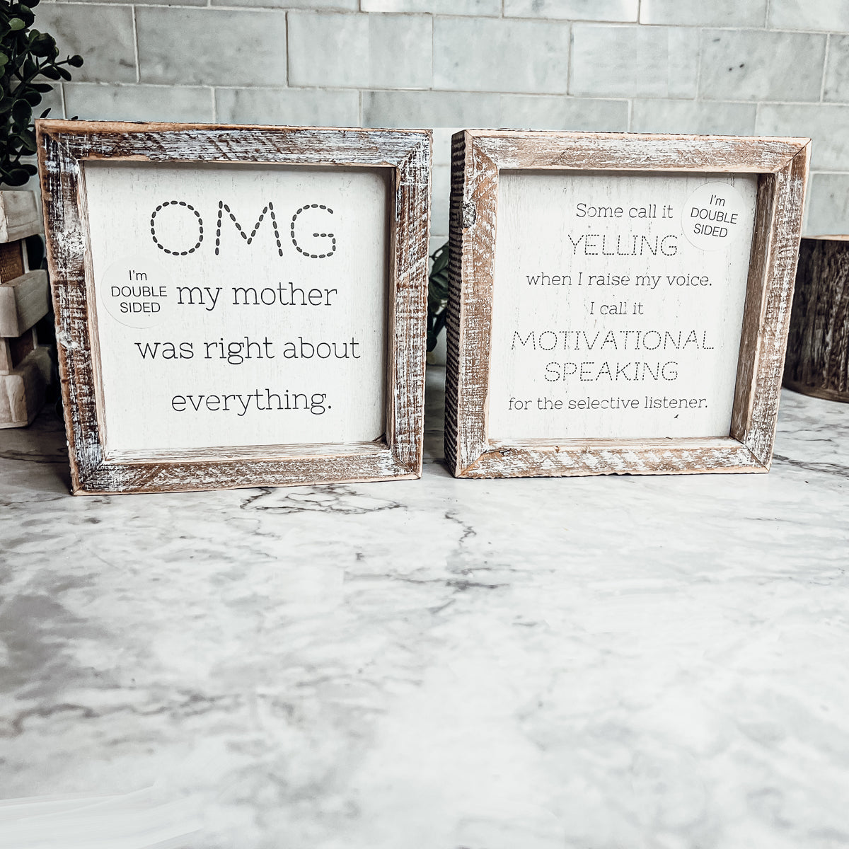 Funny Double Sided 6 Inch Wooden Mom Sign Desk Plaque Home Decor Gift For Mother