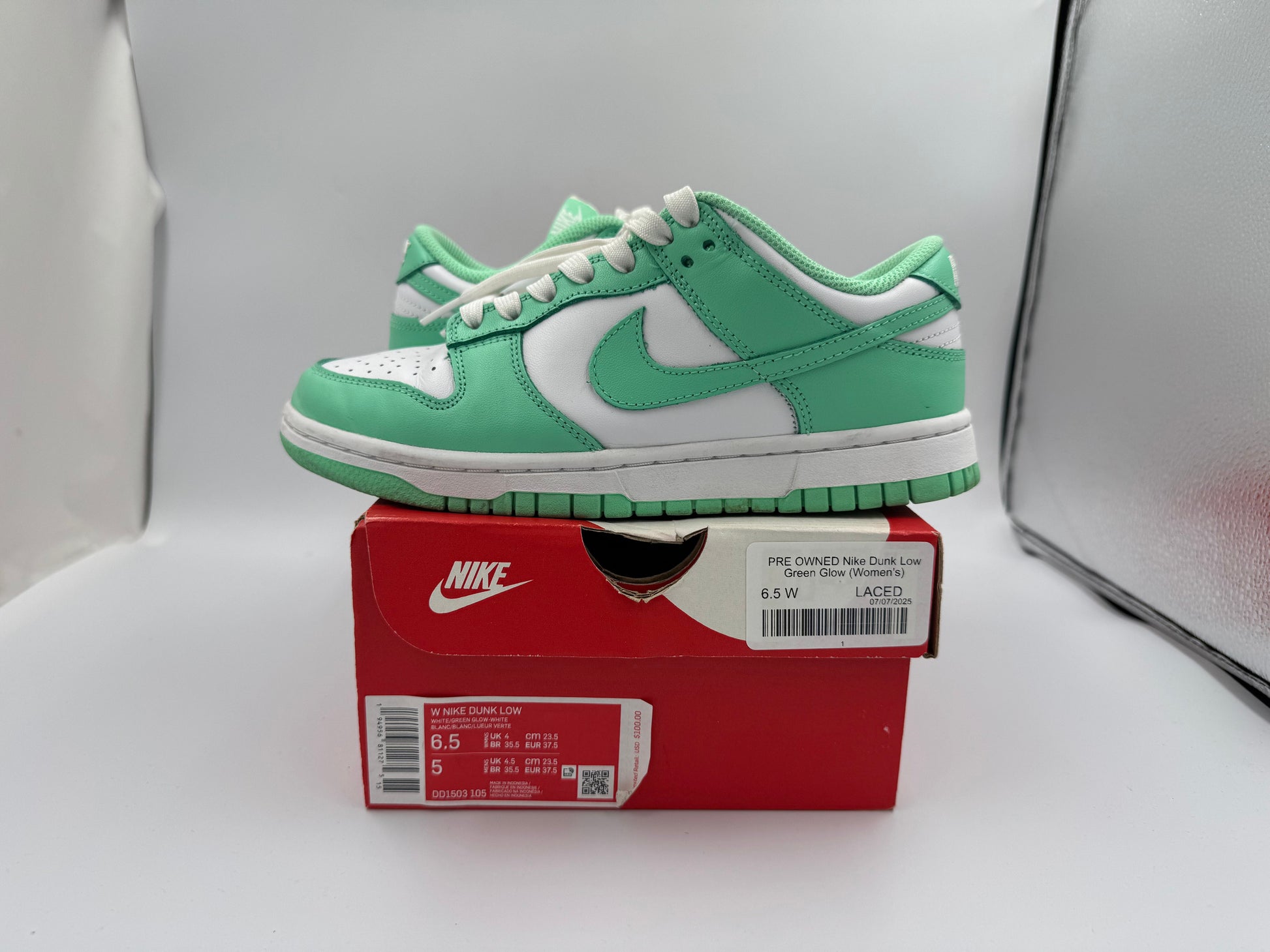 PRE OWNED Nike Dunk Low Green Glow (Women's)