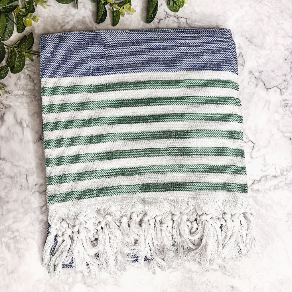 Mediterranean Cotton Bath Towel 180GSM Lightweight Gray Blue Summer