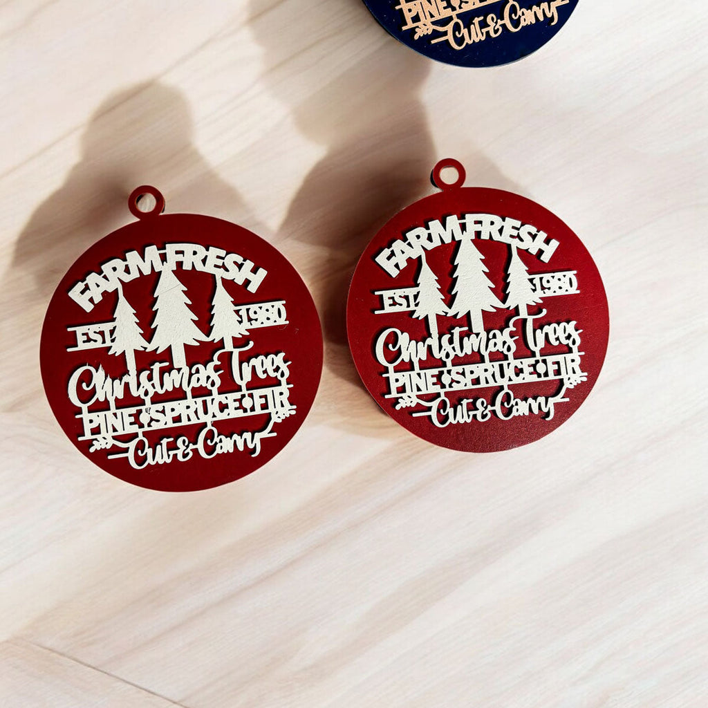 Handcrafted 3D Wooden Christmas Ornaments Farm Fresh Imperfect Set Tree Hanging Holiday Decor