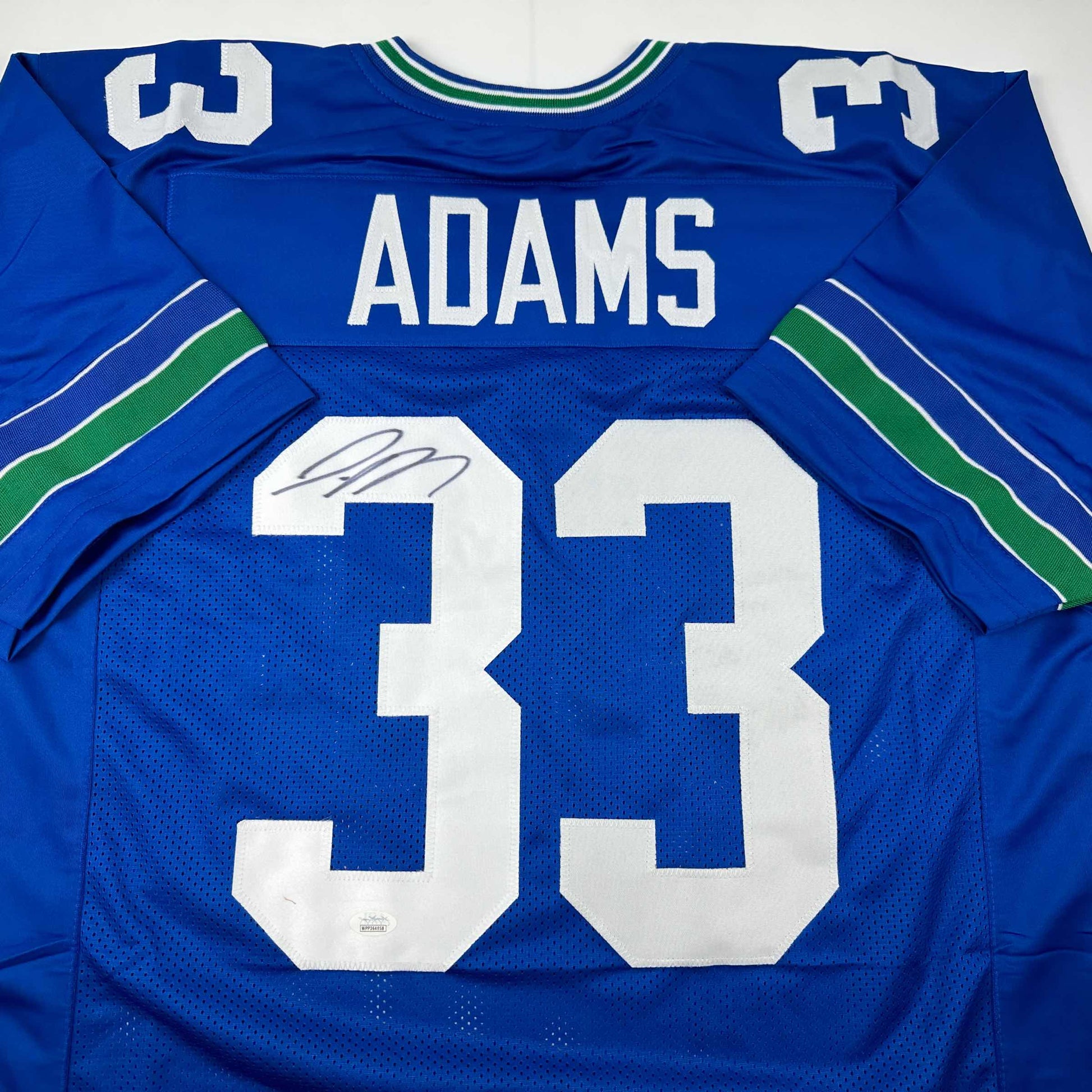 Autographed/Signed Jamal Adams Seattle Retro Blue Football Jersey JSA COA
