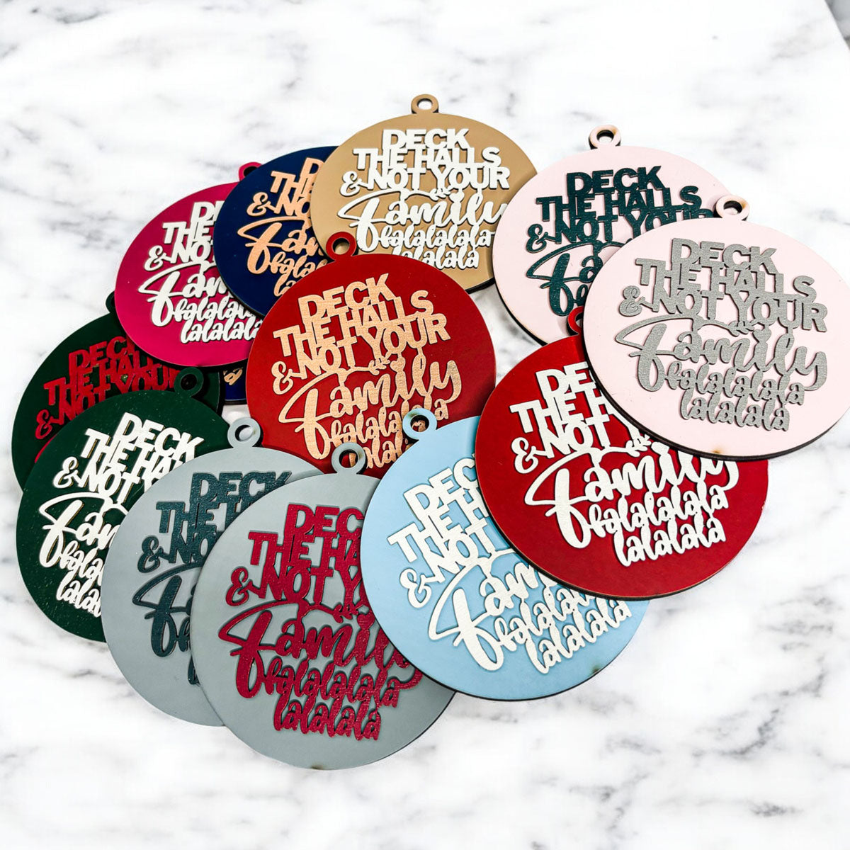 Imperfect Deck The Halls 3D Handcrafted Wooden Christmas Ornaments Set Limited Edition Hanging Decor