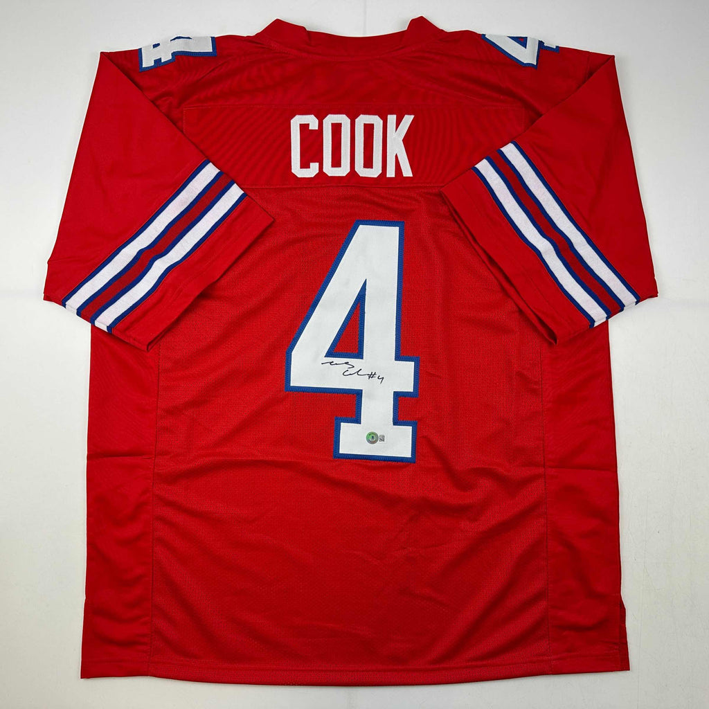 Autographed/Signed James Cook Buffalo Red Football Jersey Beckett BAS COA