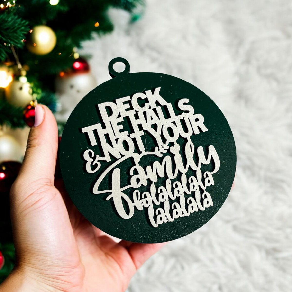 Imperfect Deck The Halls 3D Handcrafted Wooden Christmas Ornaments Set Limited Edition Hanging Decor