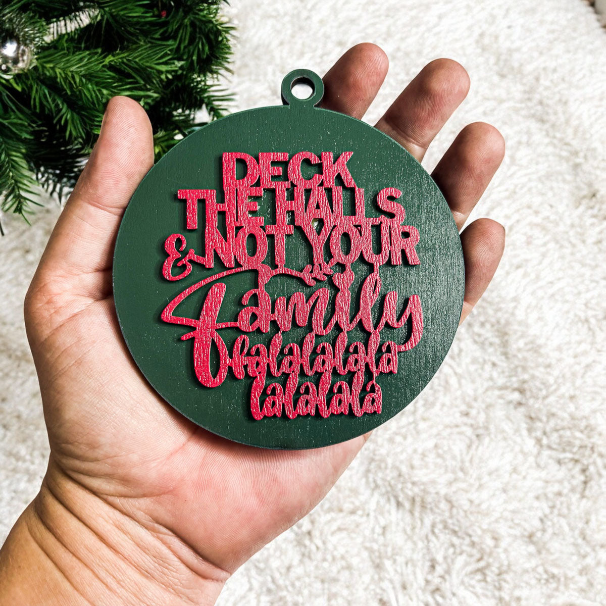 Imperfect Deck The Halls 3D Handcrafted Wooden Christmas Ornaments Set Limited Edition Hanging Decor