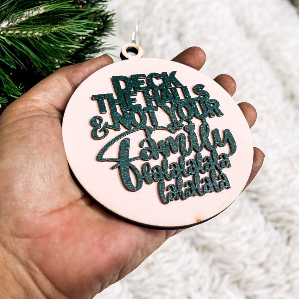 Imperfect Deck The Halls 3D Handcrafted Wooden Christmas Ornaments Set Limited Edition Hanging Decor