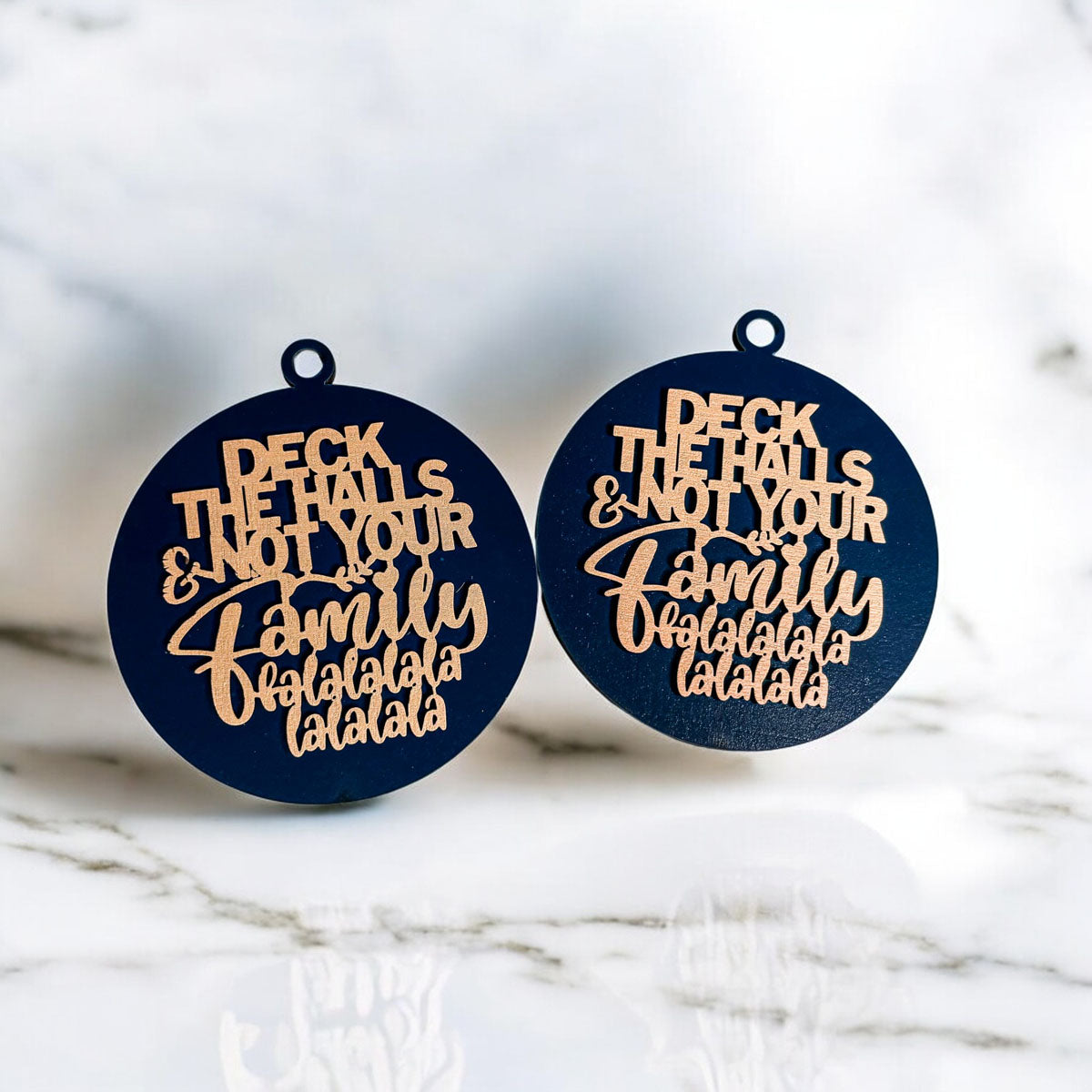 Imperfect Deck The Halls 3D Handcrafted Wooden Christmas Ornaments Set Limited Edition Hanging Decor