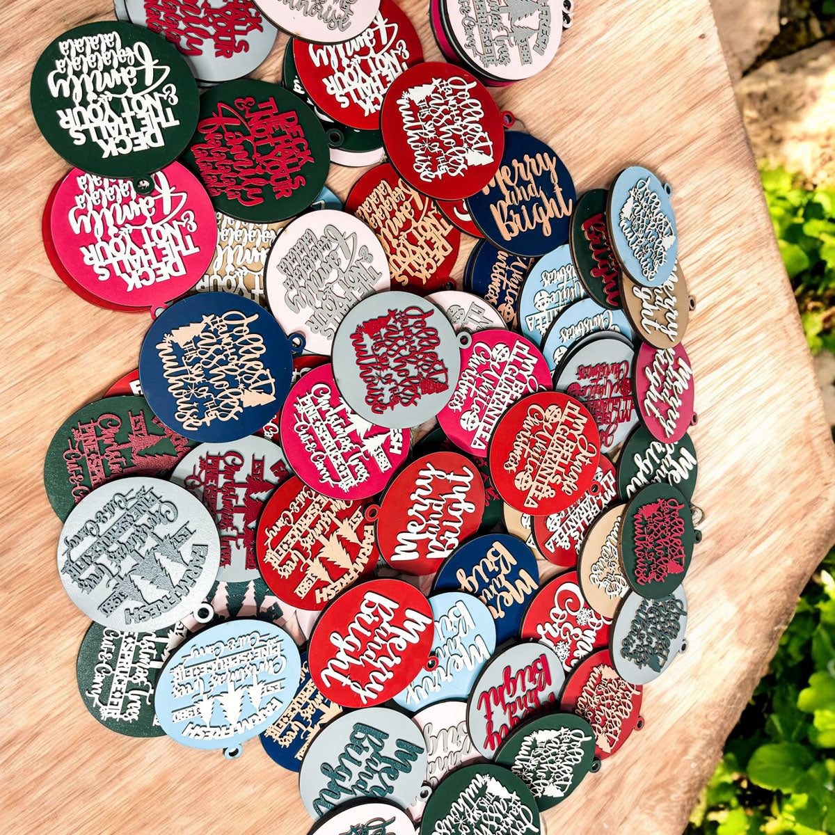 Imperfect Deck The Halls 3D Handcrafted Wooden Christmas Ornaments Set Limited Edition Hanging Decor