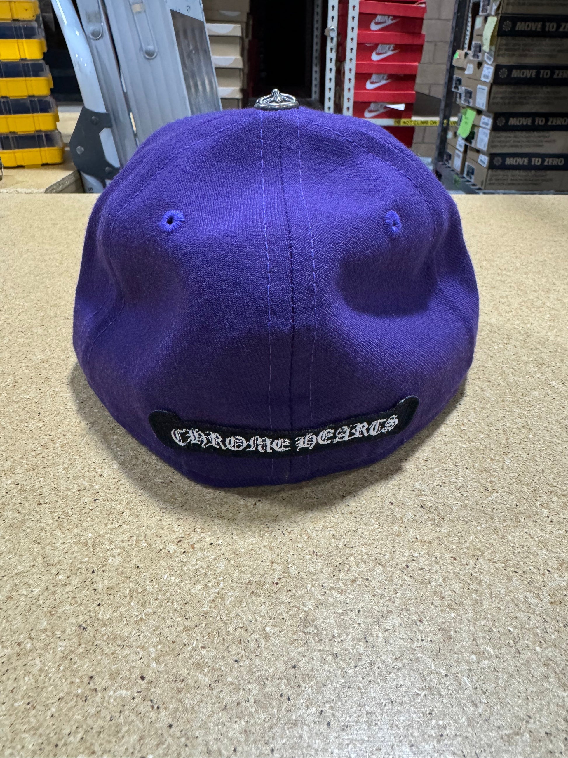 PRE OWNED Chrome Hearts 7 1/4 Purple and Yellow Fitted Hat