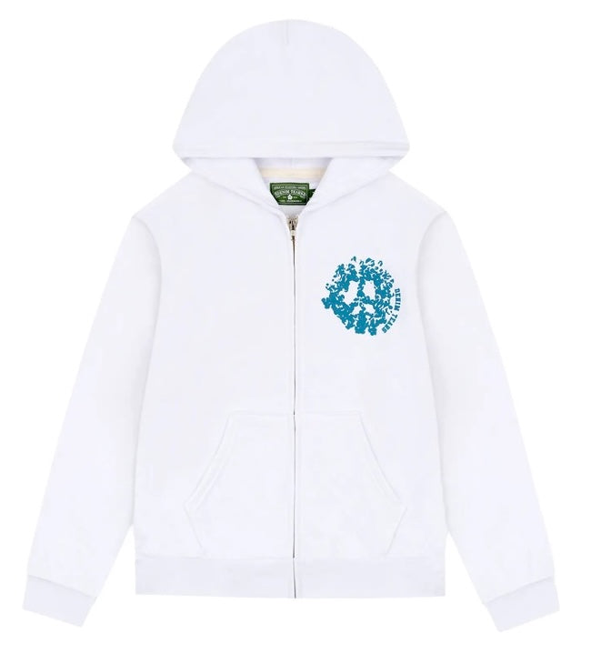 Denim Tears University Zip Hoodie White