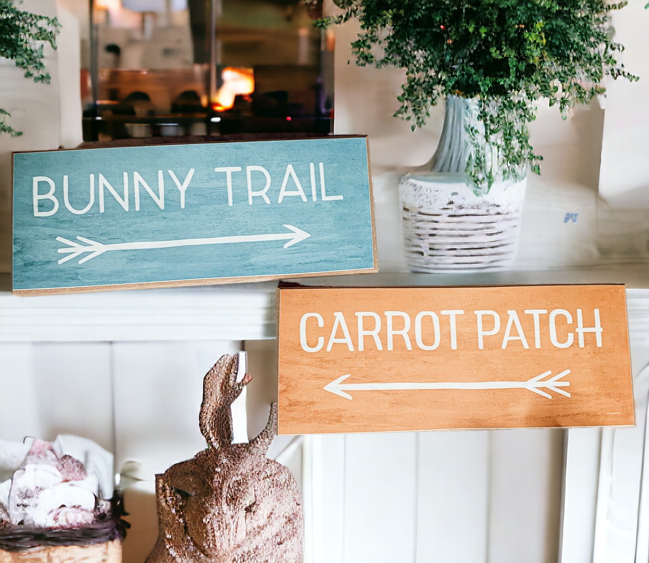 Limited Bunny Trail Carrot Patch Wooden Easter Signs Pastel Spring Decor