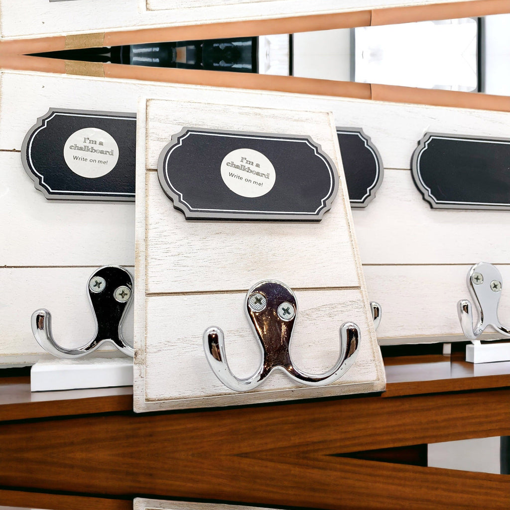 Chalkboard Wood Coat Hanger - Triple Hook Board With 3 Chalk Labels 15x6.75