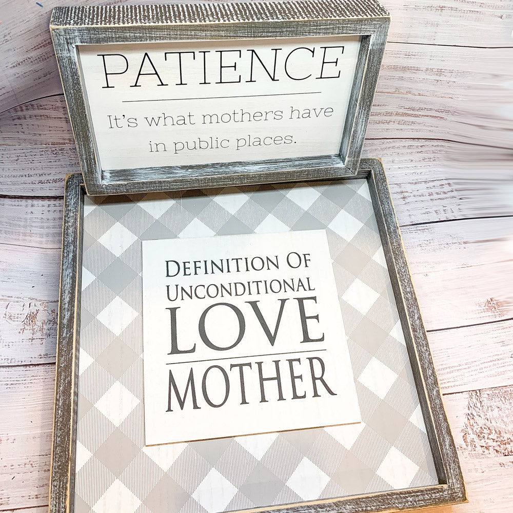 Unconditional Love Wood Sign 12x12 Framed Rustic Mother's Day Gift For Mom Definition Wall Decor