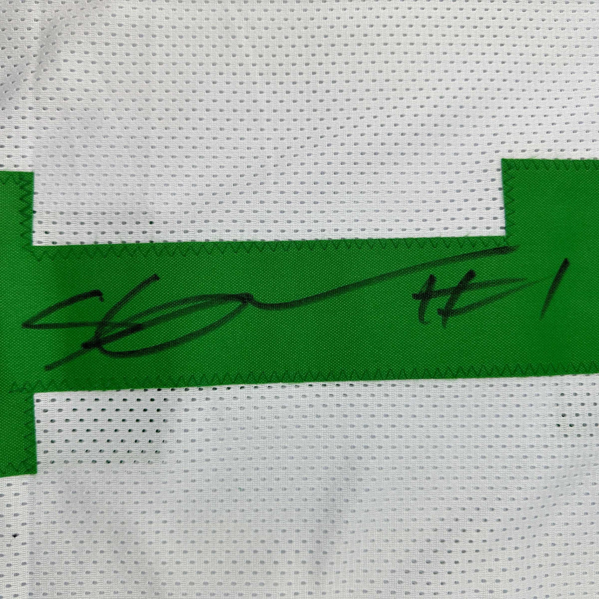 Autographed/Signed Ahmad Sauce Gardner New York White Retro Football Jersey Beckett BAS COA