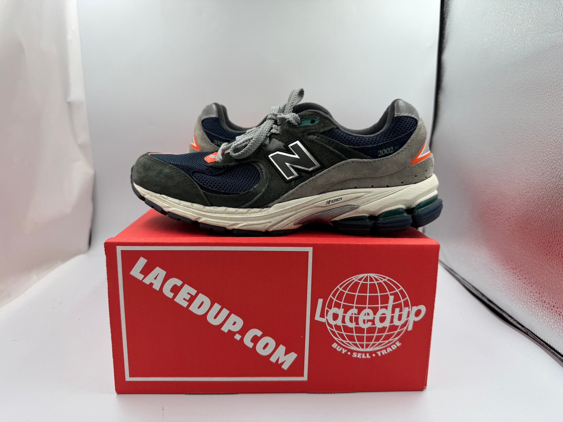 PRE OWNED New Balance 2002R Defense Green Natural Indigo No Box