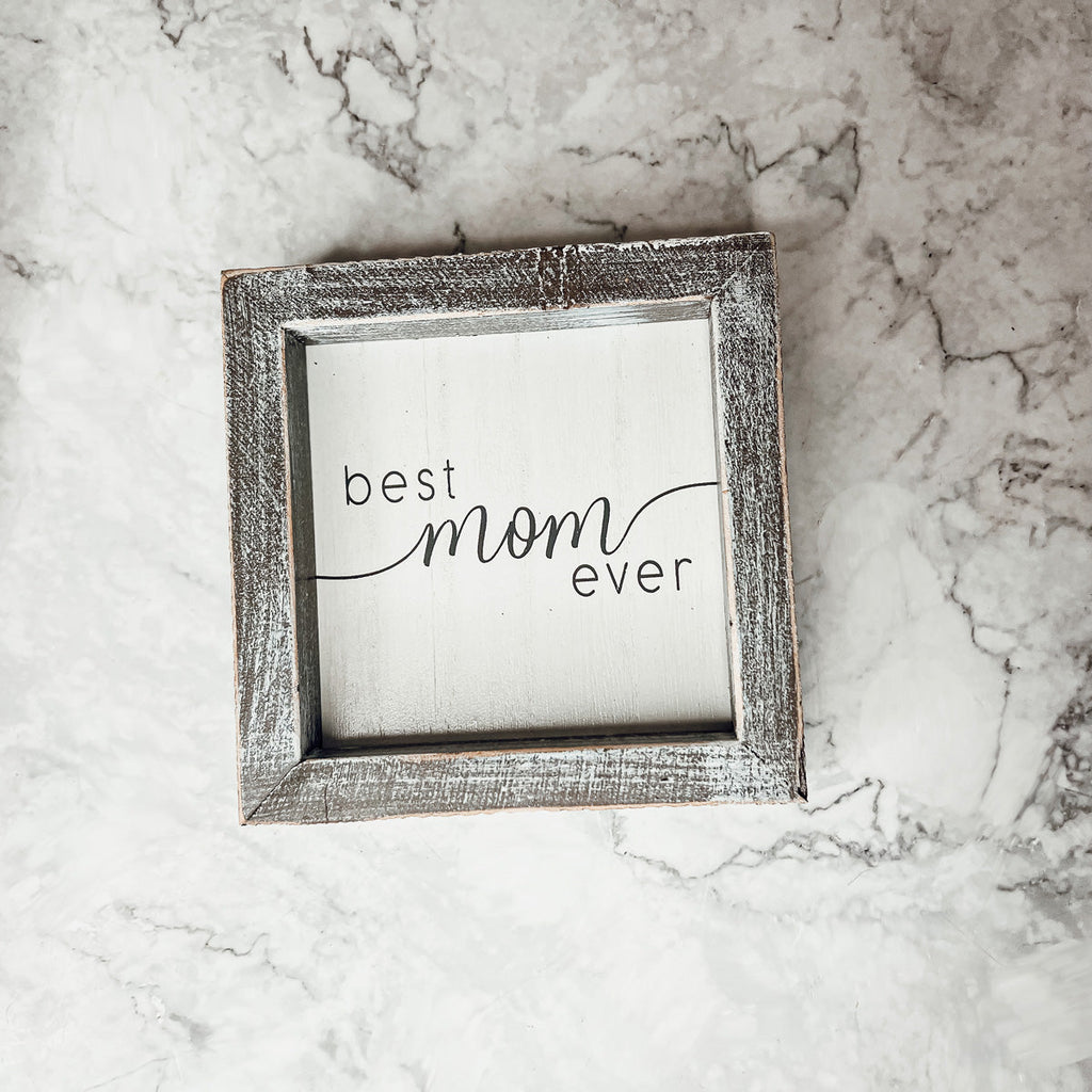 Best Mom Ever 5 Inch Wooden Wall Sign With Sentimental Quote Rustic Home Decor Gift