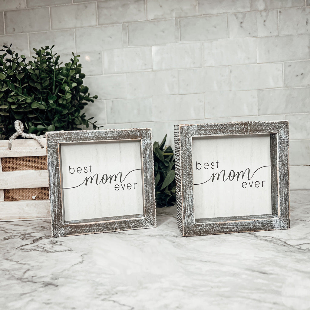 Best Mom Ever 5 Inch Wooden Wall Sign With Sentimental Quote Rustic Home Decor Gift