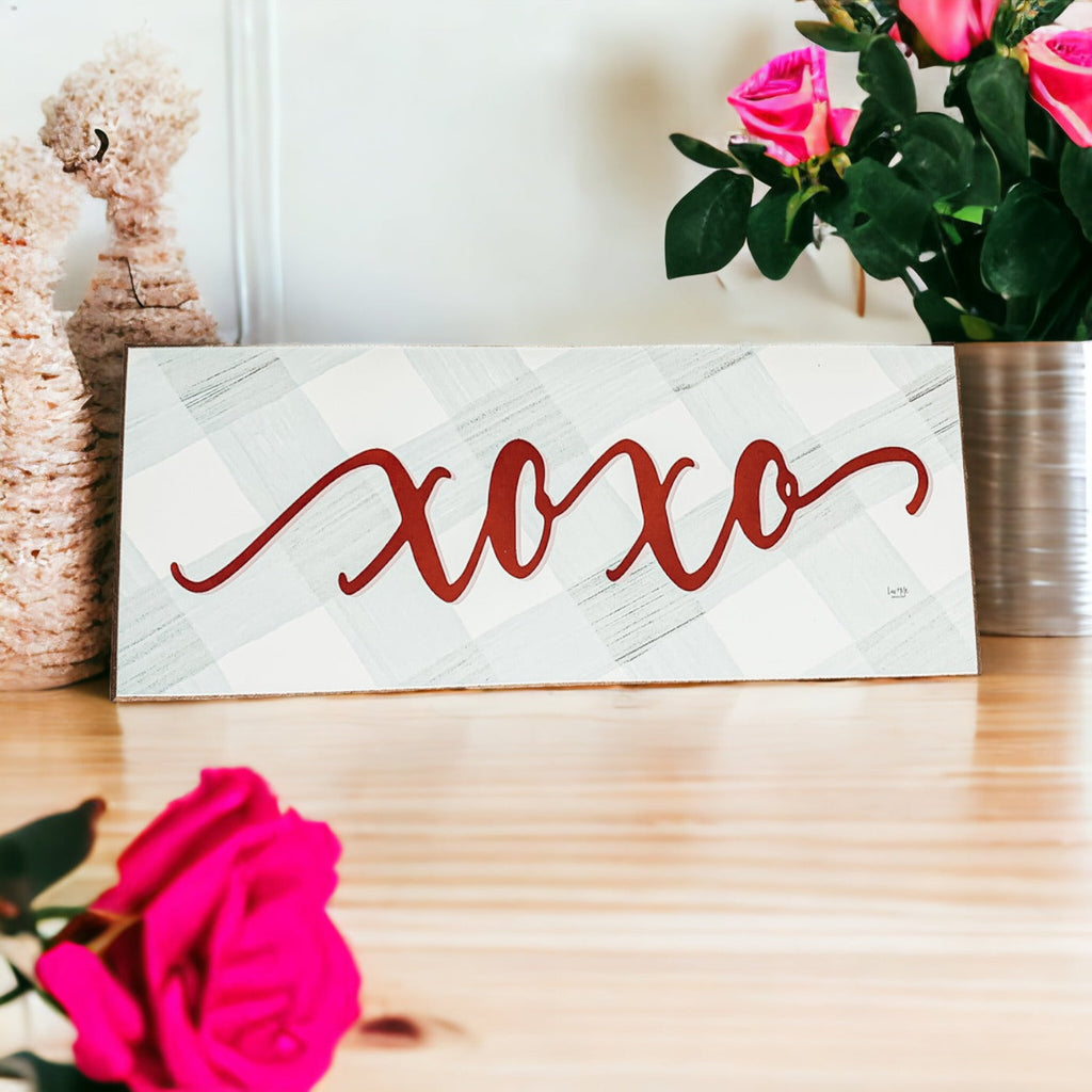 Handmade Thick Wood XOXO Sign Tabletop Shelf Mantel Valentines Decor Red Accent Rustic Home
