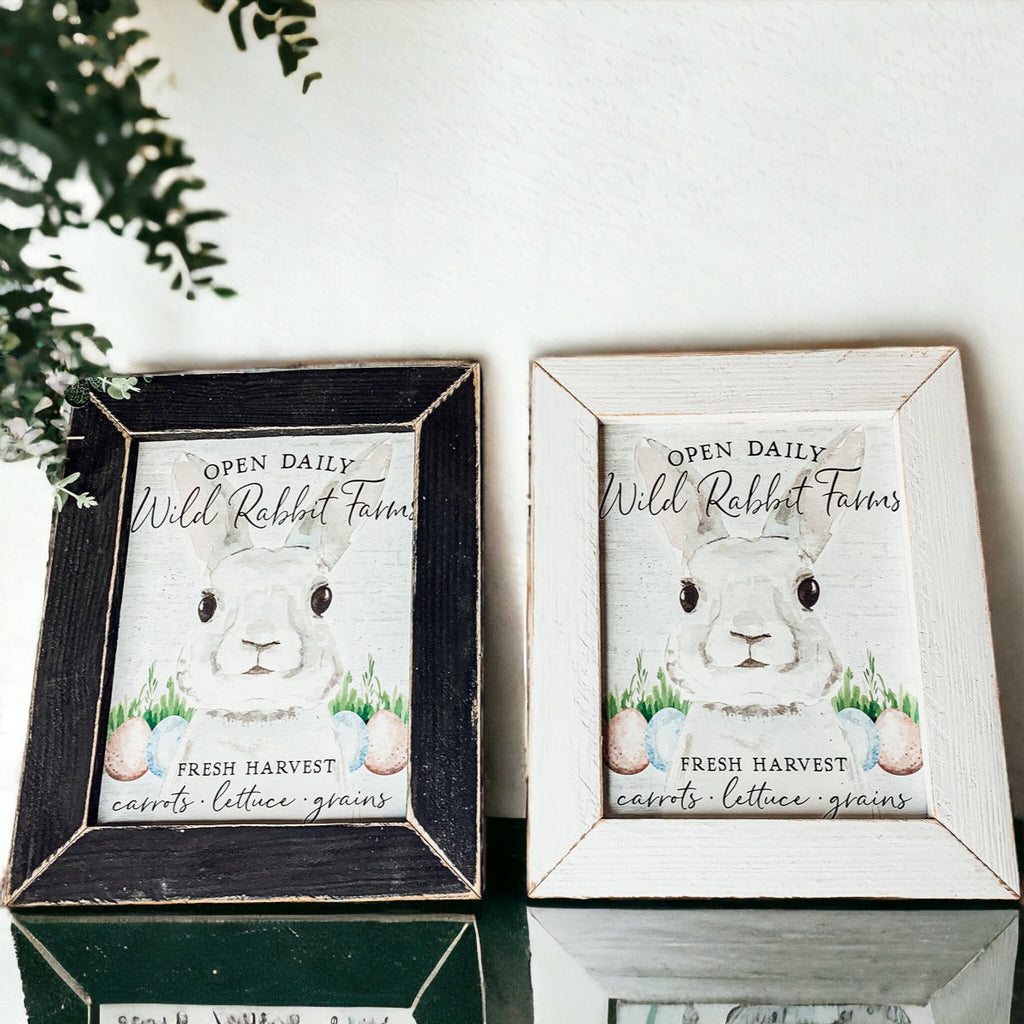 Wild Rabbit Farms Easter Sign 8x10 Framed Rustic Farmhouse Spring Decor Open Daily Fresh Harvest