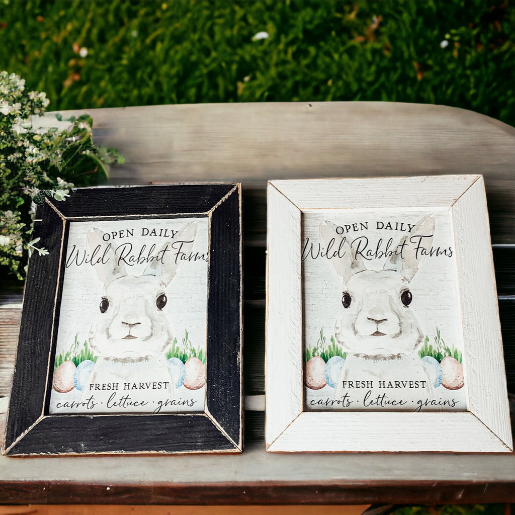 Wild Rabbit Farms Easter Sign 8x10 Framed Rustic Farmhouse Spring Decor Open Daily Fresh Harvest