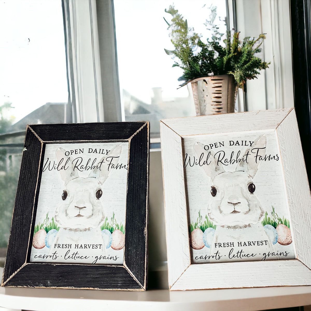 Wild Rabbit Farms Easter Sign 8x10 Framed Rustic Farmhouse Spring Decor Open Daily Fresh Harvest