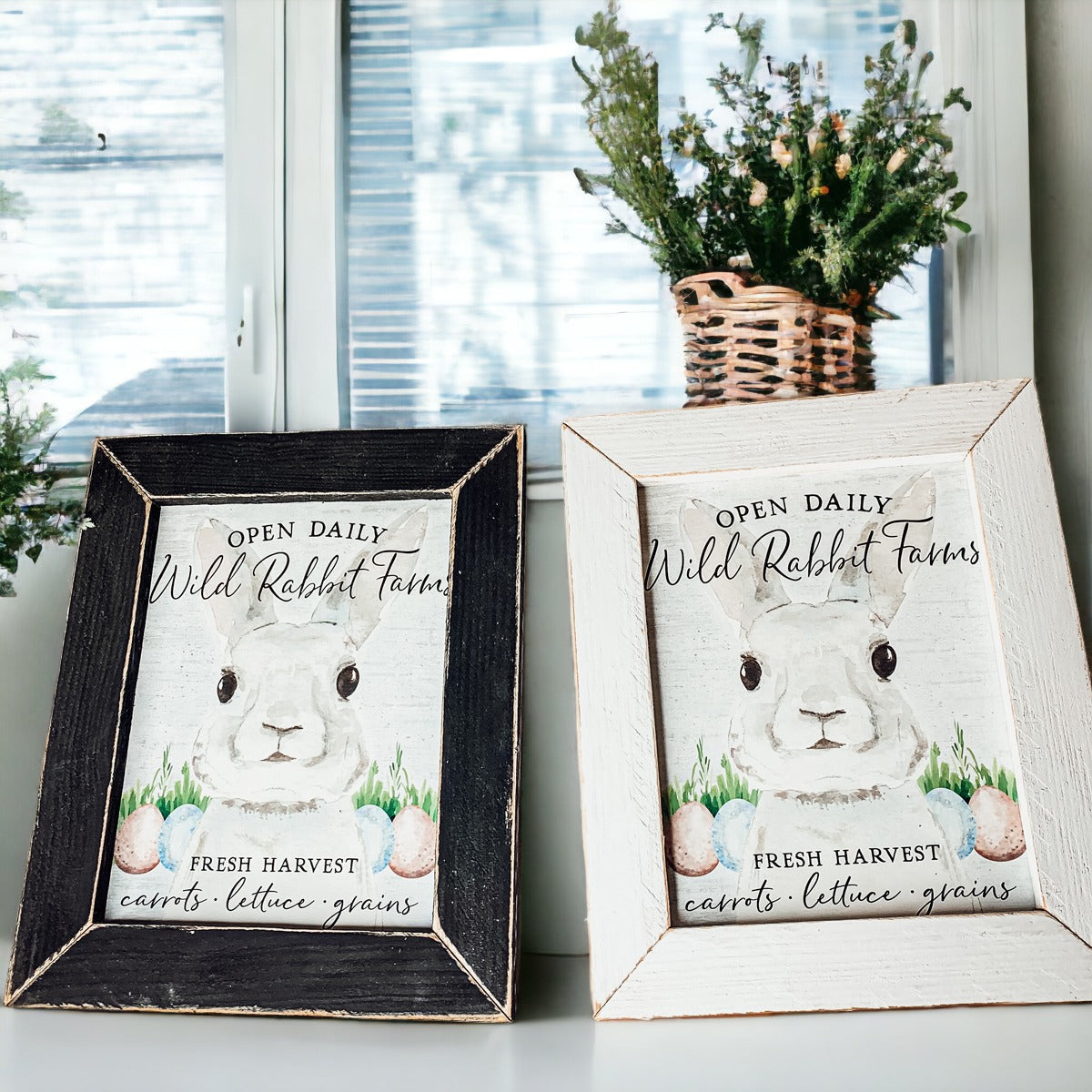 Wild Rabbit Farms Easter Sign 8x10 Framed Rustic Farmhouse Spring Decor Open Daily Fresh Harvest