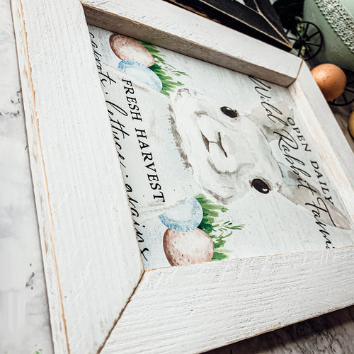 Wild Rabbit Farms Easter Sign 8x10 Framed Rustic Farmhouse Spring Decor Open Daily Fresh Harvest