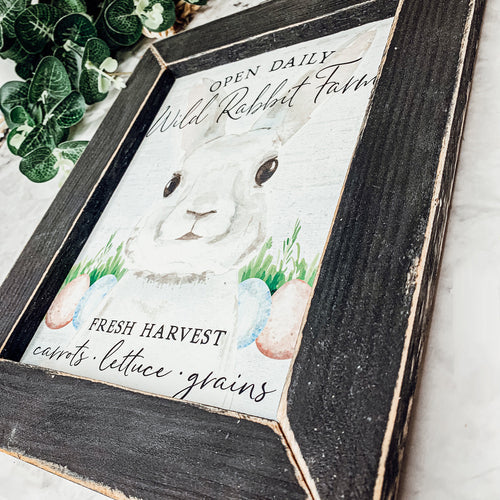 Wild Rabbit Farms Easter Sign 8x10 Framed Rustic Farmhouse Spring Decor Open Daily Fresh Harvest