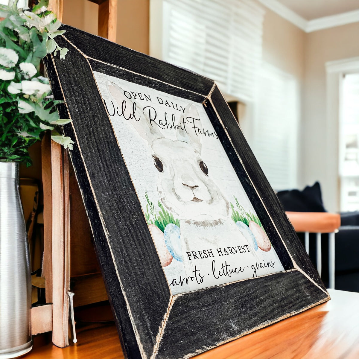 Wild Rabbit Farms Easter Sign 8x10 Framed Rustic Farmhouse Spring Decor Open Daily Fresh Harvest