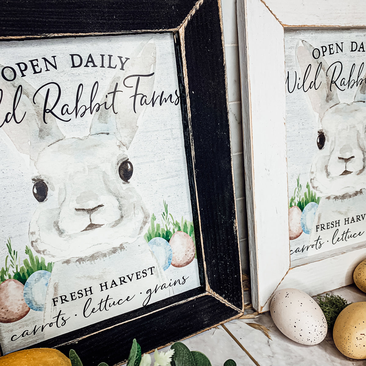 Wild Rabbit Farms Easter Sign 8x10 Framed Rustic Farmhouse Spring Decor Open Daily Fresh Harvest