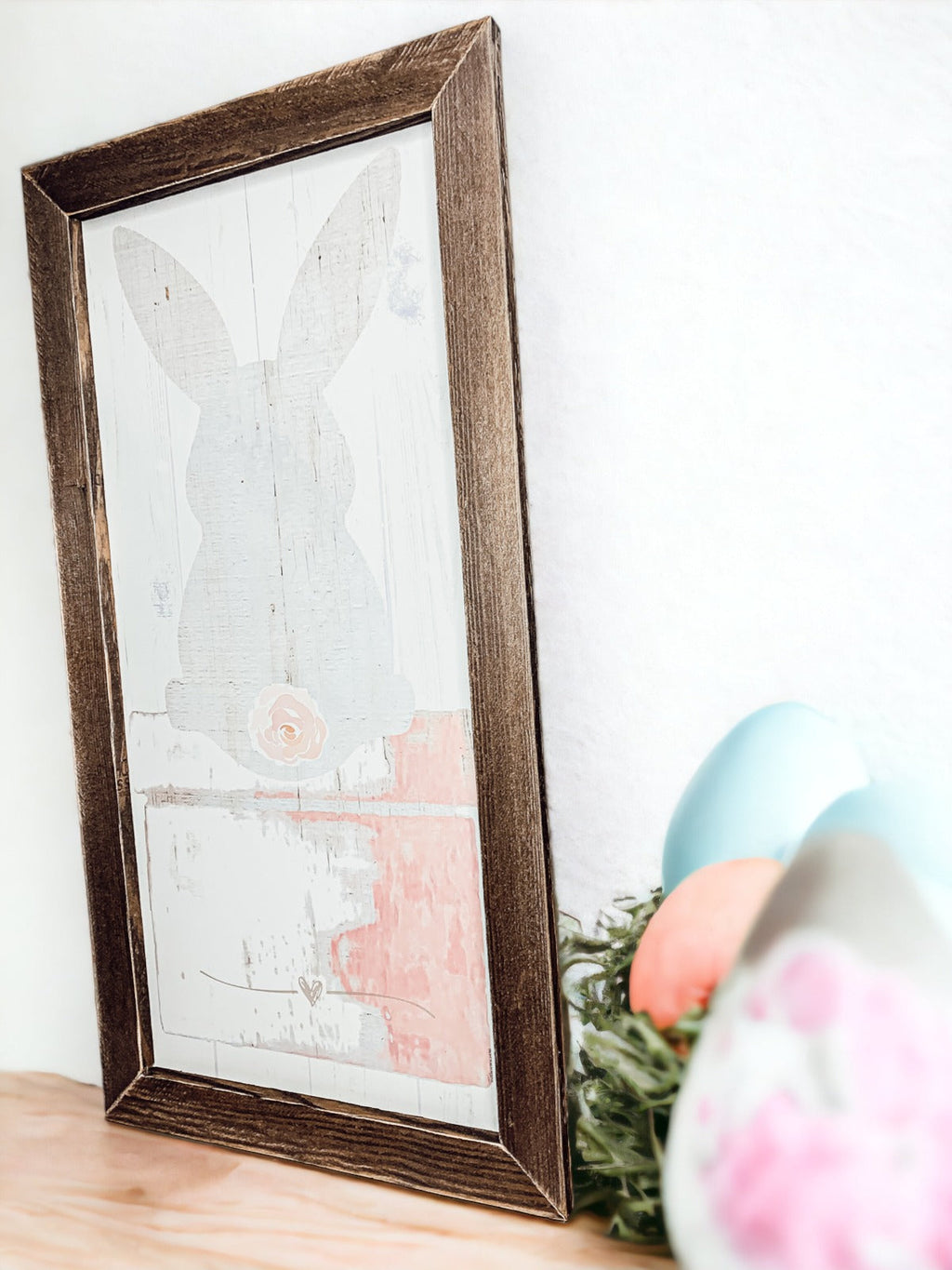 Bunny Tail Rustic Farmhouse Wooden Sign 24x12 Inch Spring Easter Decor Farmhouse Wall Hanging
