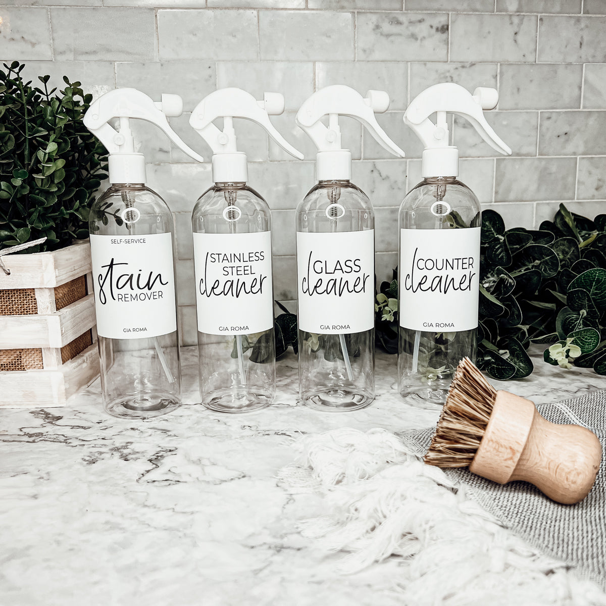 16oz Plastic Spray Bottles With White Or Black Waterproof Labels