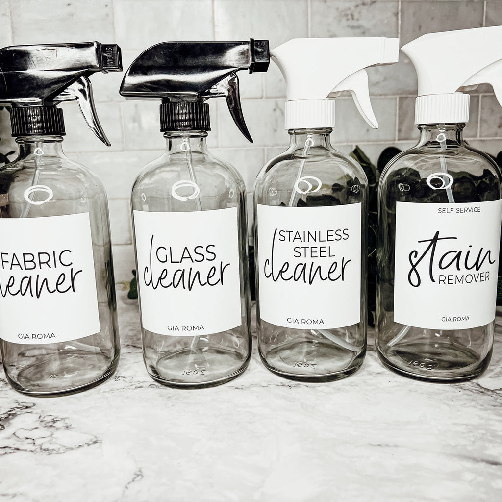 16oz Boston Round Glass Refillable Cleaning Bottles For Soap Lotion Dispensers