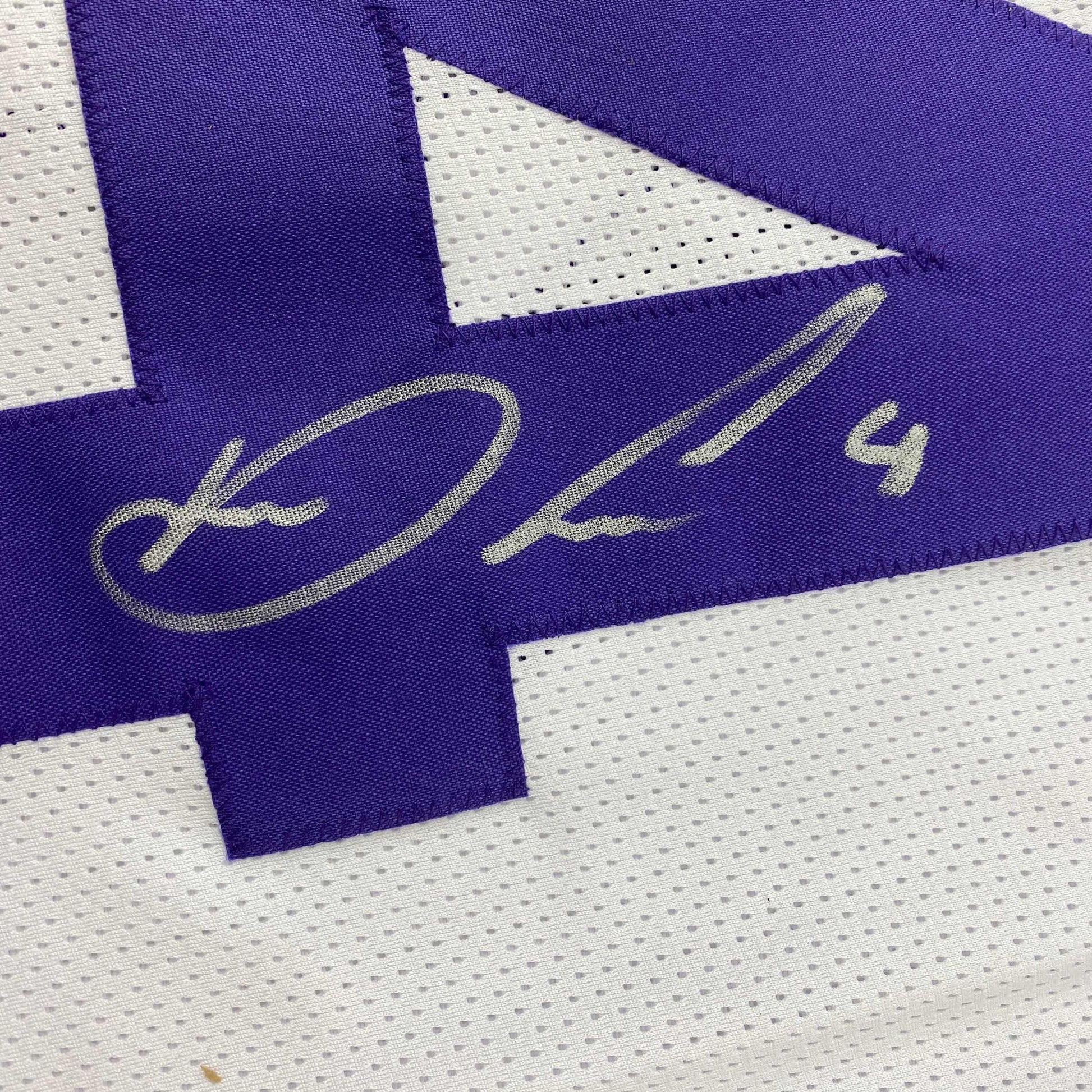 Autographed/Signed Dalvin Cook #4 Minnesota White Football Jersey Beckett BAS COA