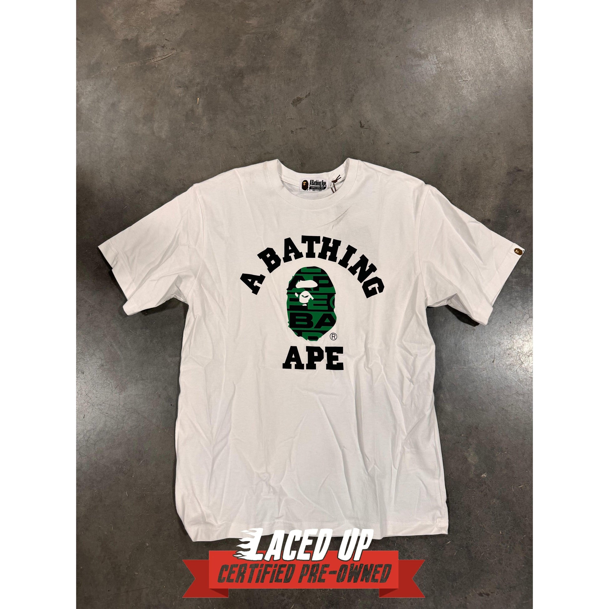 PRE OWNED BAPE Lux Sport Pattern College Tee