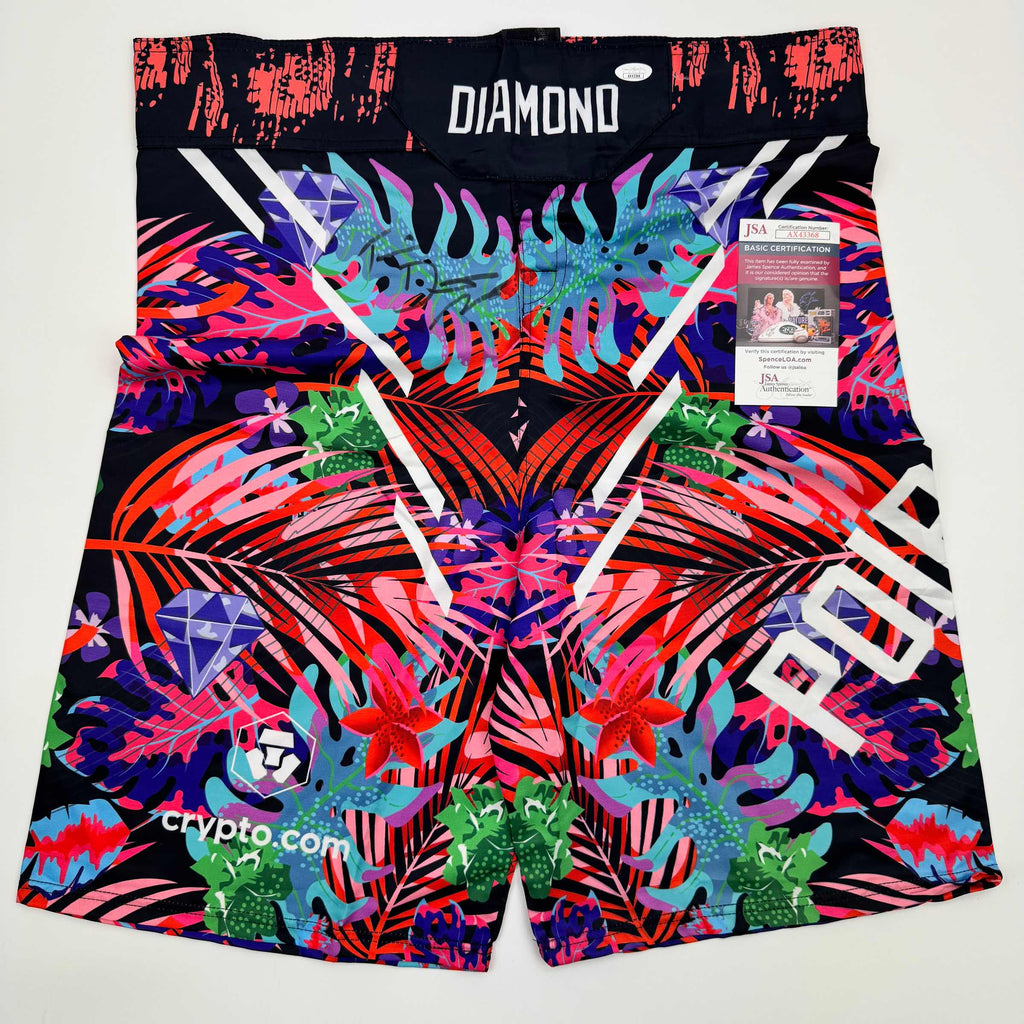 Autographed/Signed Dustin Poirier UFC MMA Trunks Shorts Ultimate Fighting JSA COA