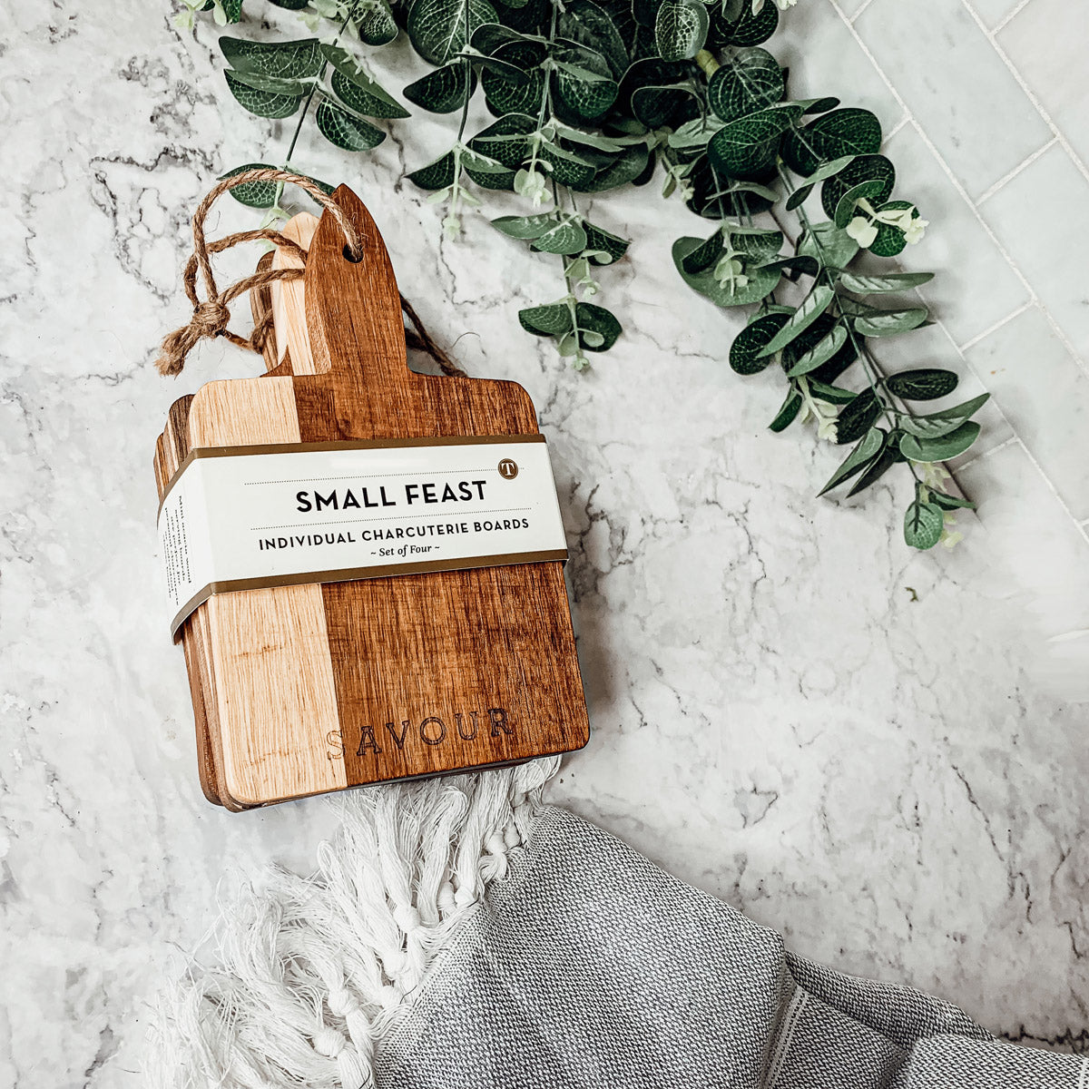 Acacia Charcuterie Boards Set Of 4 8x4.5in Small Serving Boards With Jute Hangs