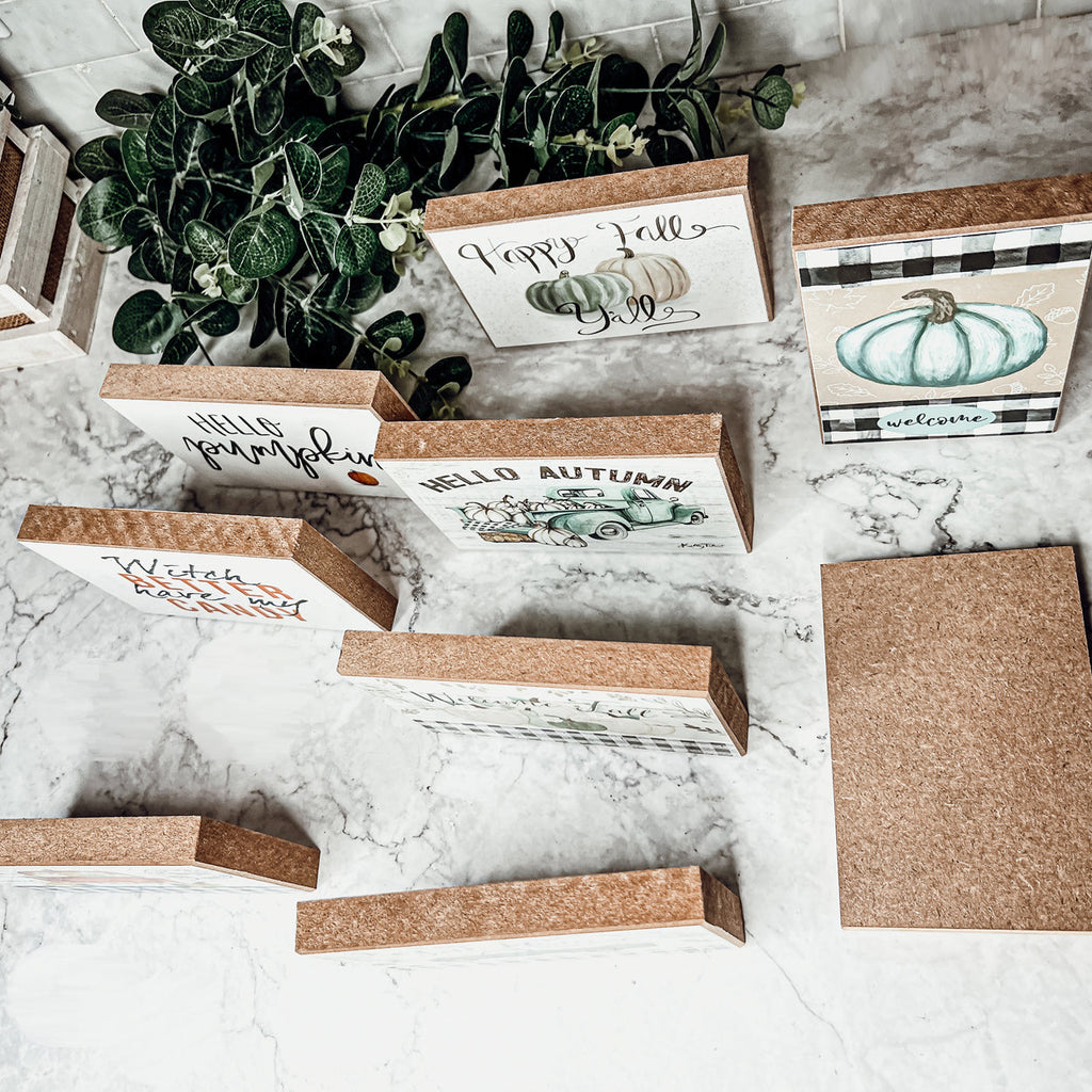 Happy Fall Y'all Wooden Sign 6x4 Pastel Farmhouse Autumn Home Decor