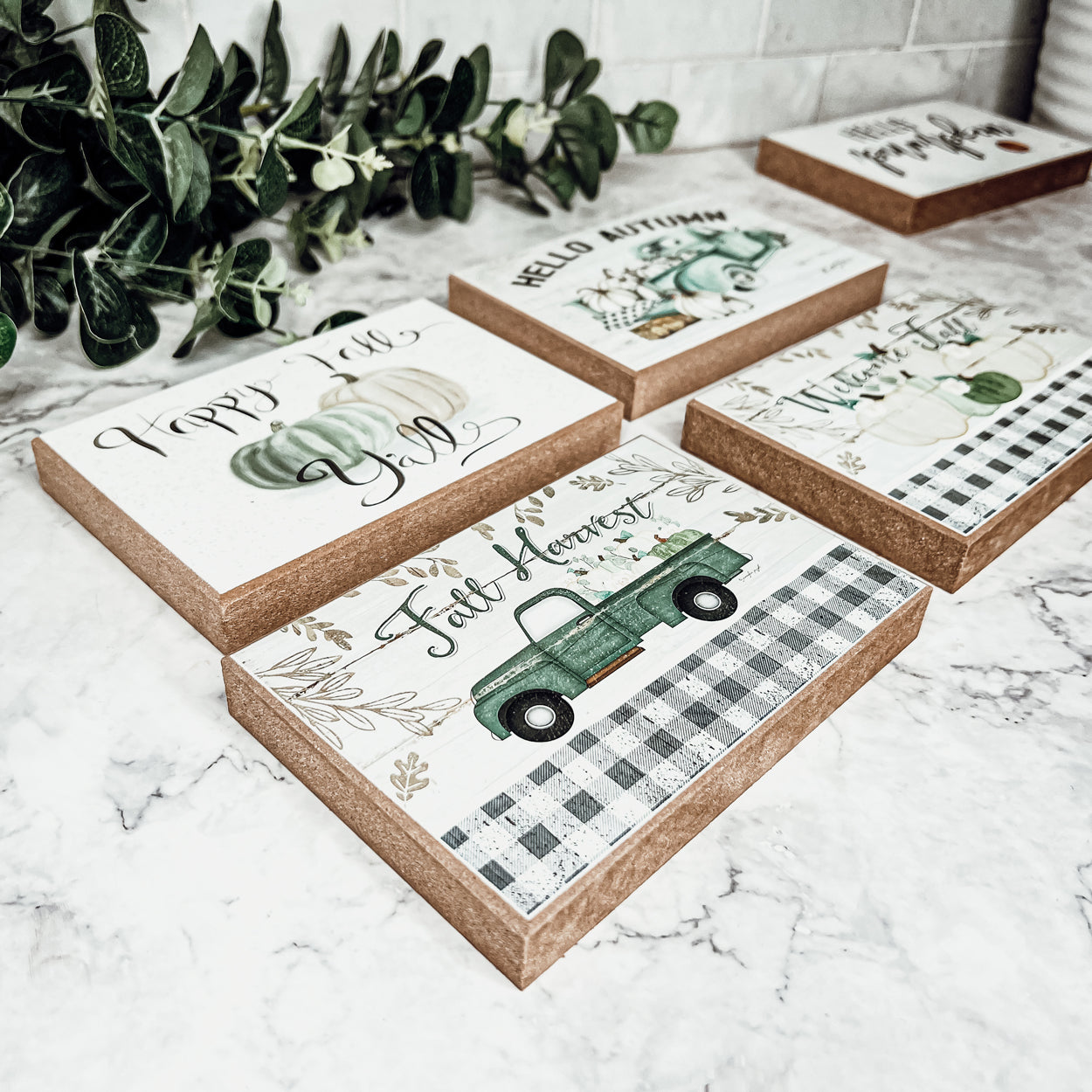 Fall Welcome Wooden Sign 6x4x1 Handmade Tiered Tray Shelf Mantel Decor