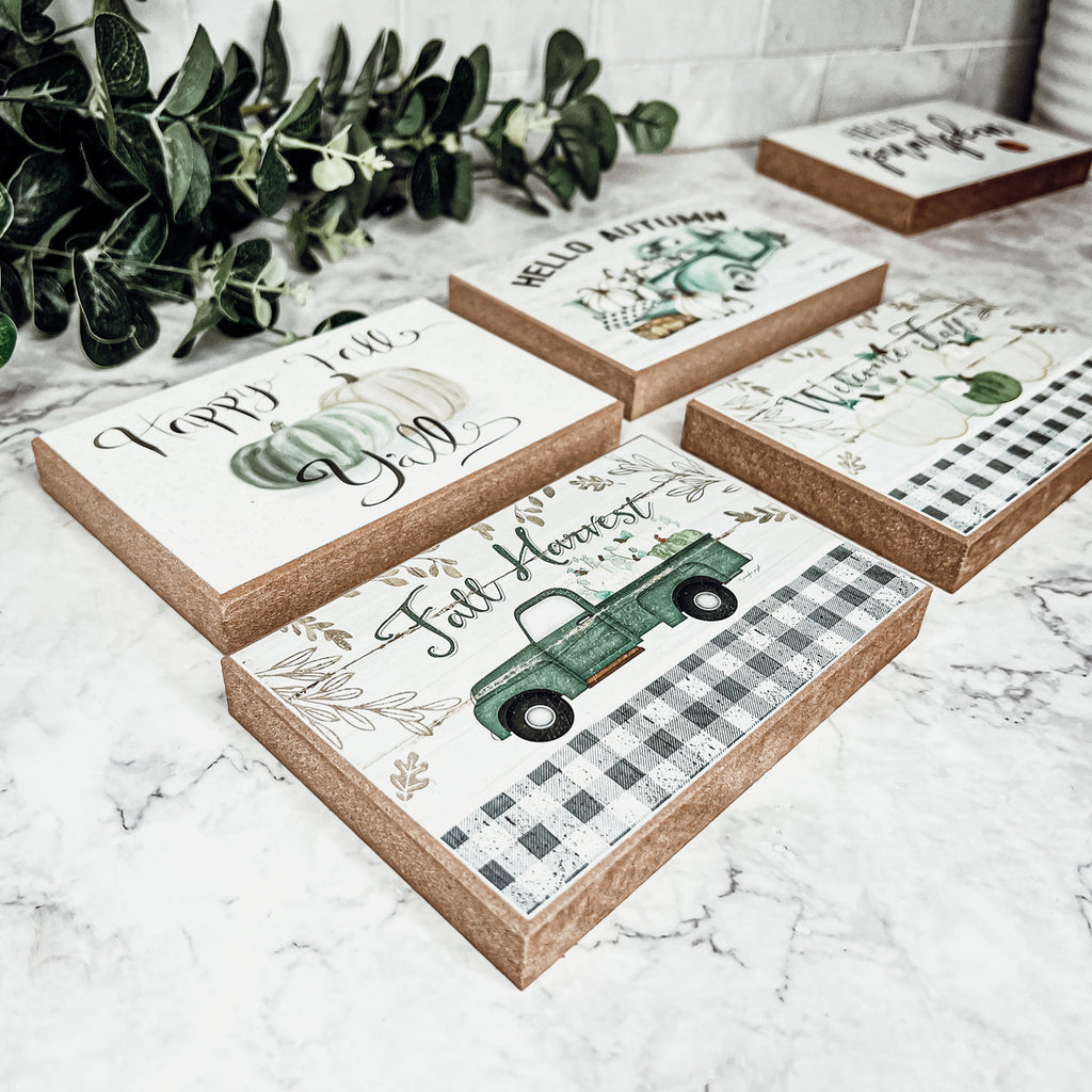 Happy Fall Y'all Wooden Sign 6x4 Pastel Farmhouse Autumn Home Decor