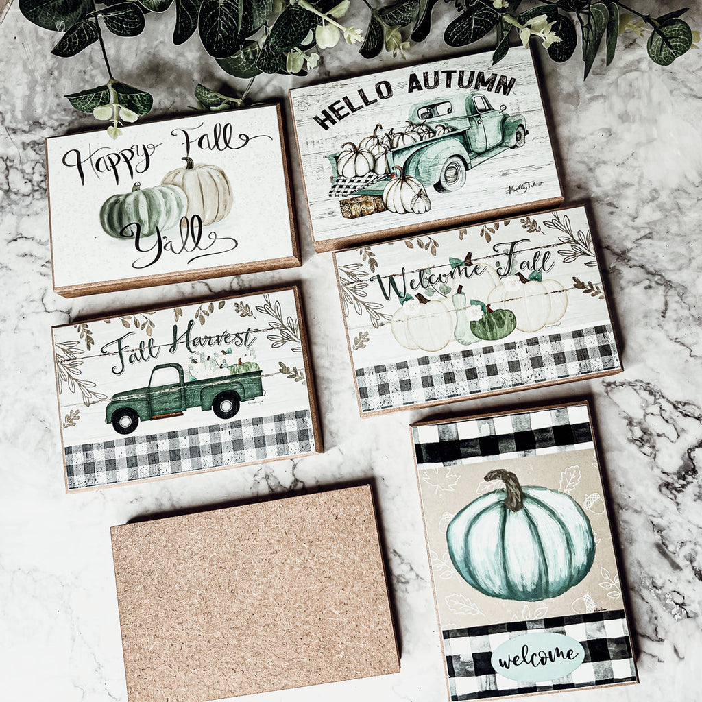 Fall Welcome Wooden Sign 6x4x1 Handmade Tiered Tray Shelf Mantel Decor