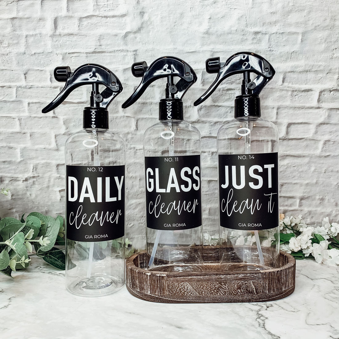 16oz Plastic Spray Bottles With White Or Black Waterproof Labels