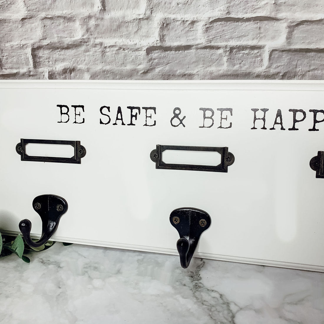 Wood Wall Mask And Hat Organizer With 6 Hooks For Coats Keys Scarves