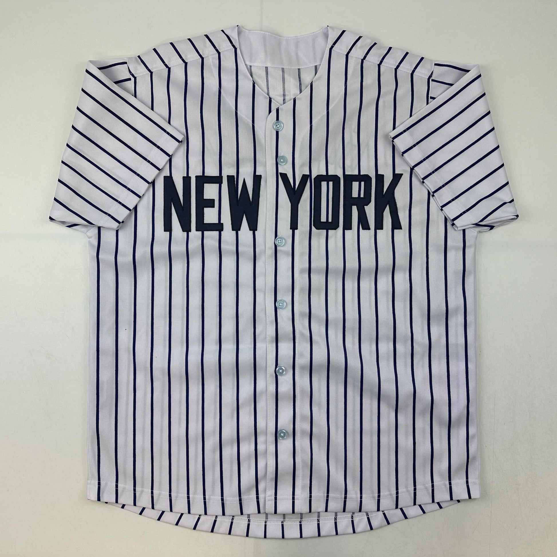 Autographed/Signed Rudy Giuliani New York Pinstripe Baseball Jersey Beckett BAS COA
