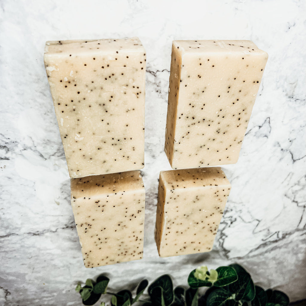 Poppy Seed Exfoliant Soap Olive Sunflower Oil Citrus Tropical Scent Handmade