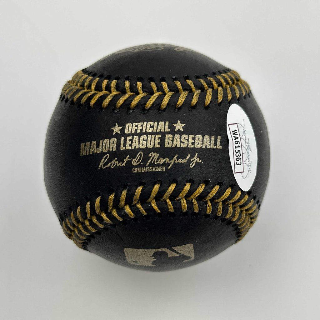 Autographed/Signed Gary Sheffield Black Rawlings Official Major League ROML Baseball JSA COA