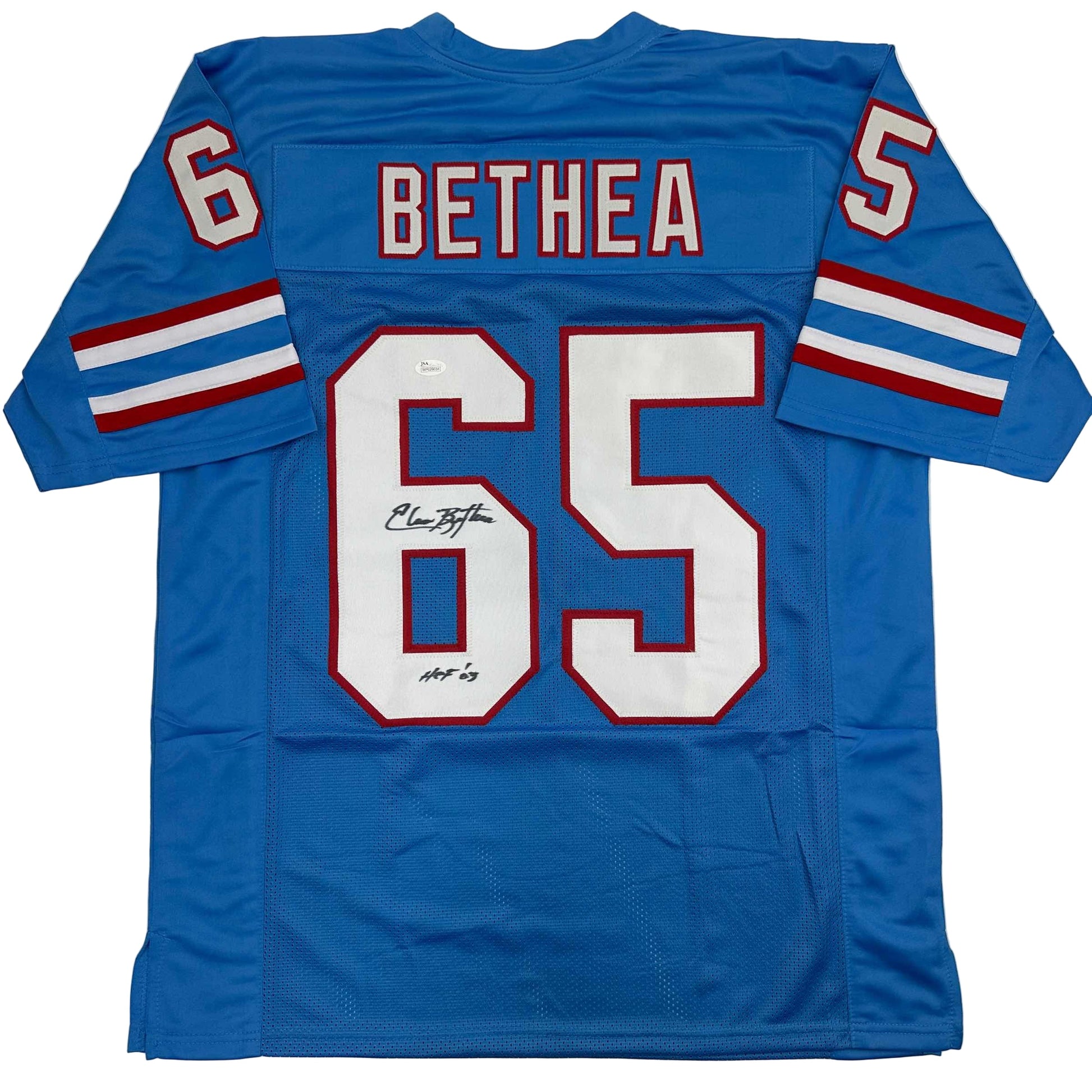 Autographed/Signed Elvin Bethea HOF 03 Tennessee Retro Light Blue Football Jersey JSA COA