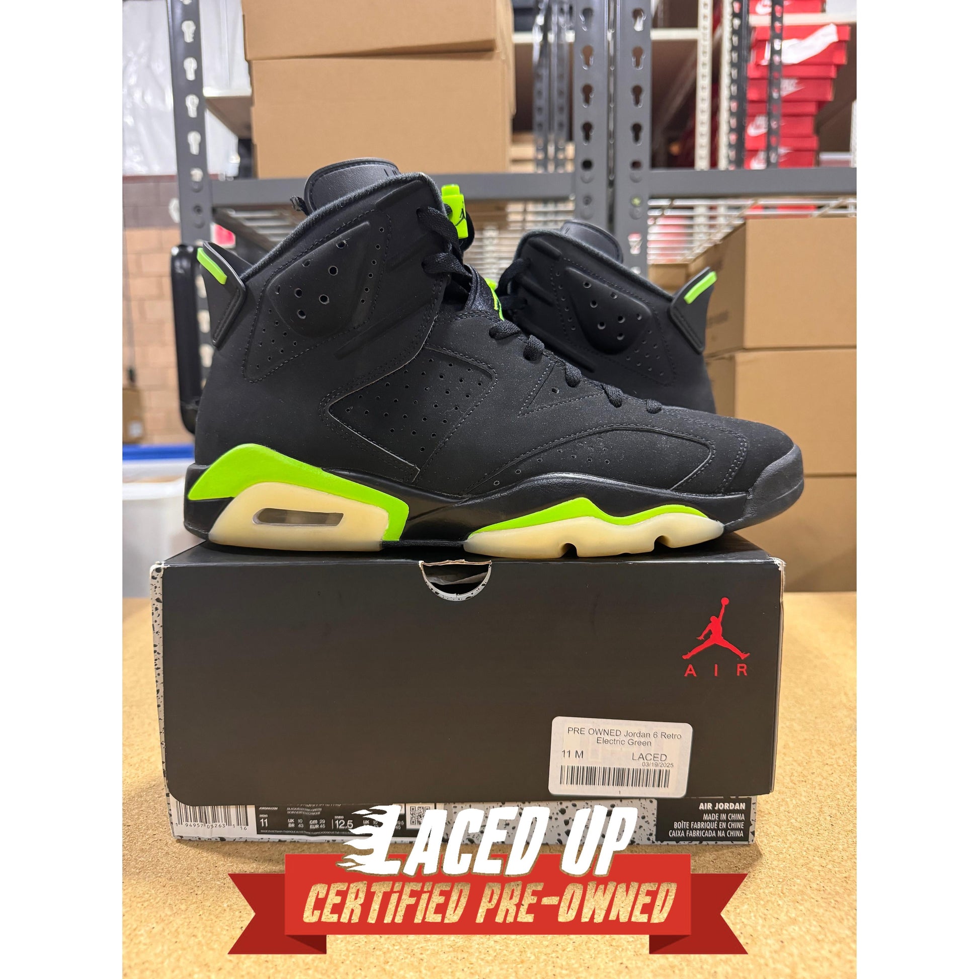 PRE OWNED Jordan 6 Retro Electric Green