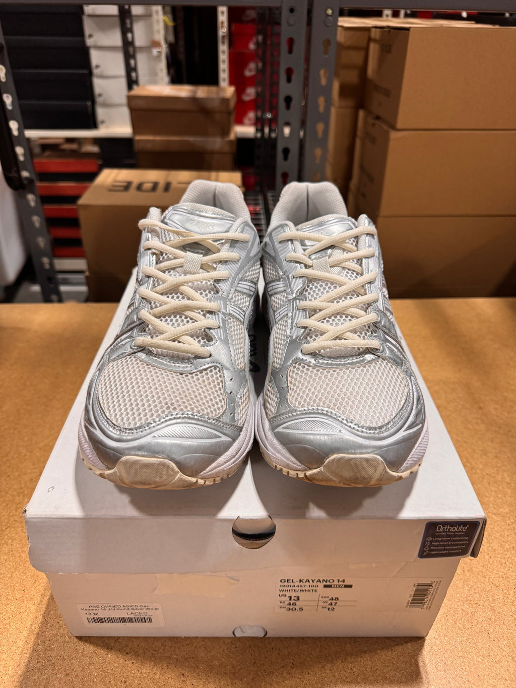 PRE OWNED ASICS Gel-Kayano 14 JJJJound Silver White